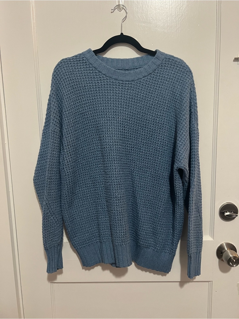 American Eagle Outfitters women’s Waffle Knit Crewneck Sweater -  Blue